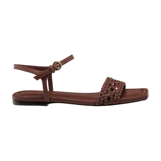 Sandália Rasteira Tresse Olivia Nutella