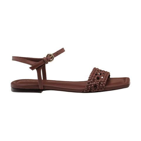 Sandália Rasteira Tresse Olivia Nutella