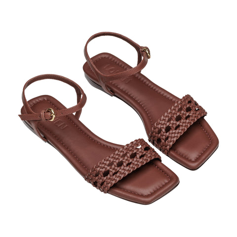 Sandália Rasteira Tresse Olivia Nutella