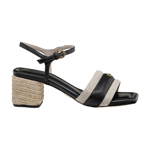 Sandália Aurora Linho Preta