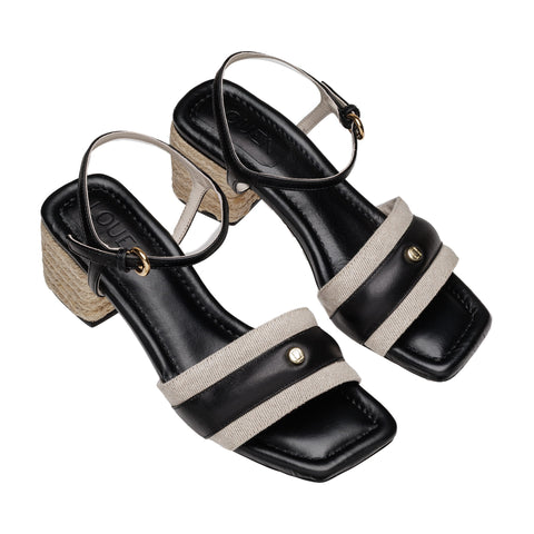 Sandália Aurora Linho Preta